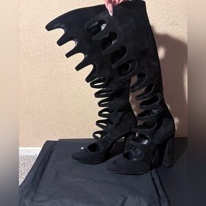 Saint Laurent Black Cut-Out Heeled Boots